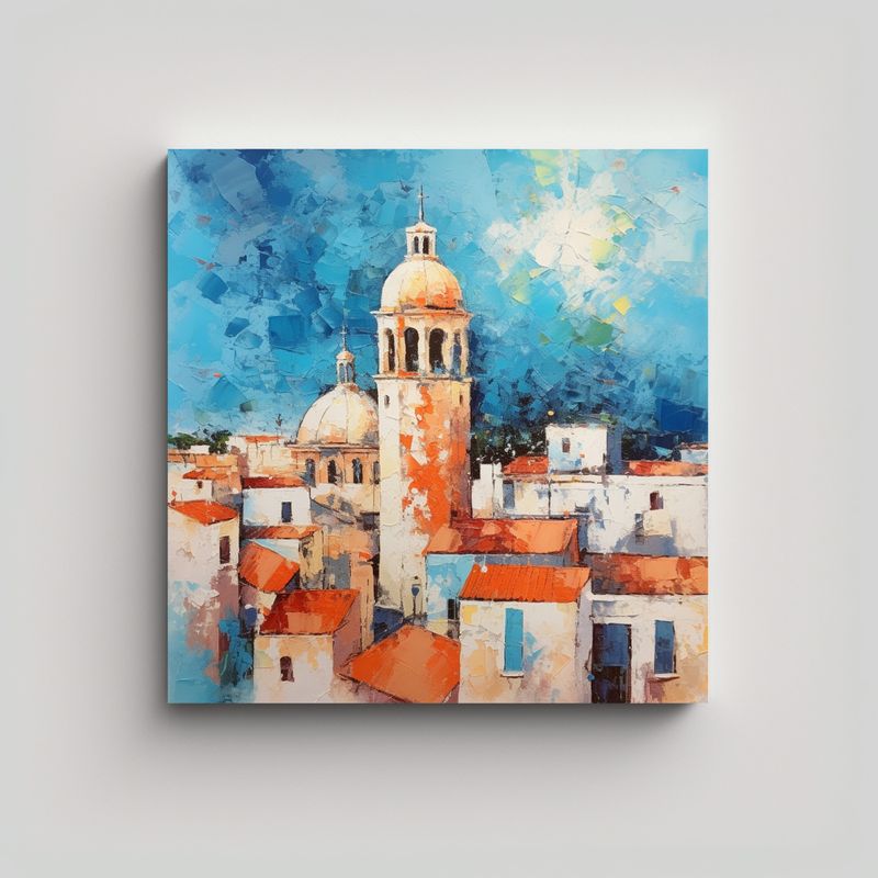 GENERICO - Cuadro Abstracto En Bastidor De Madera En Sitges, 60x60 Cm