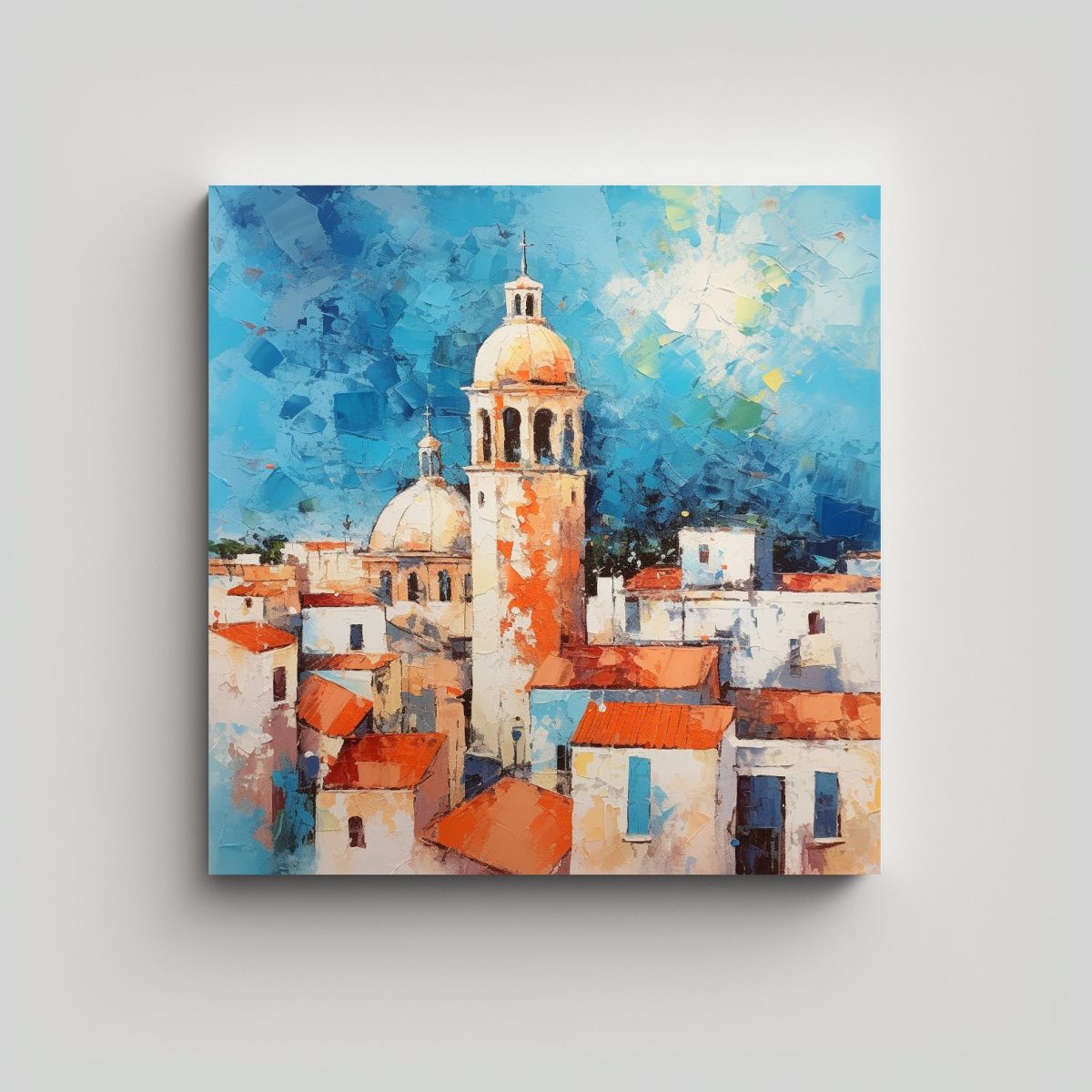 GENERICO - Cuadro Abstracto En Bastidor De Madera En Sitges, 80x80 Cm