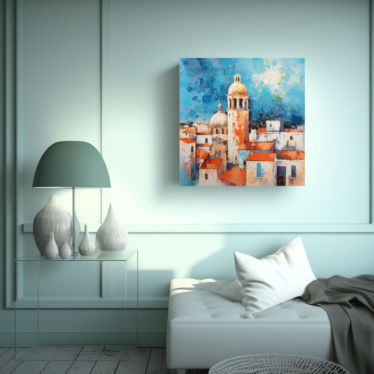 GENERICO - Cuadro Abstracto En Bastidor De Madera En Sitges, 80x80 Cm