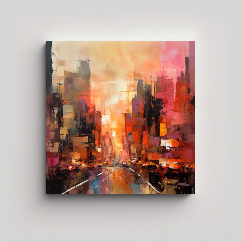 GENERICO - Cuadro Moderno Exuberantes Amanecer En La Ciudad 60x60 Cm