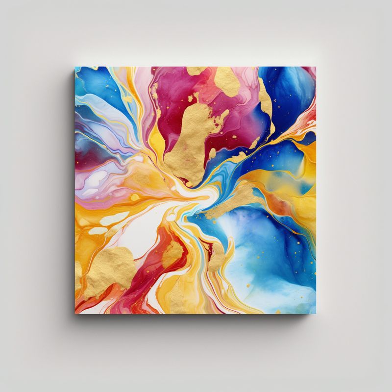 GENERICO - Cuadro Vanguardia Escena, Patrón Acuarela 80x80 Cm