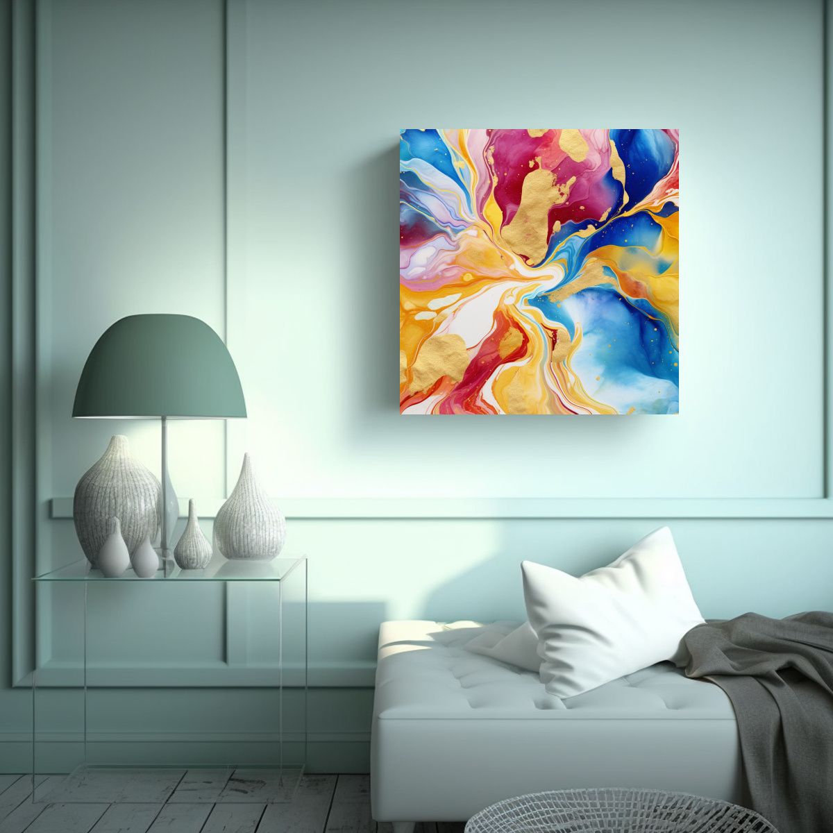 GENERICO - Cuadro Vanguardia Escena, Patrón Acuarela 50x50 Cm