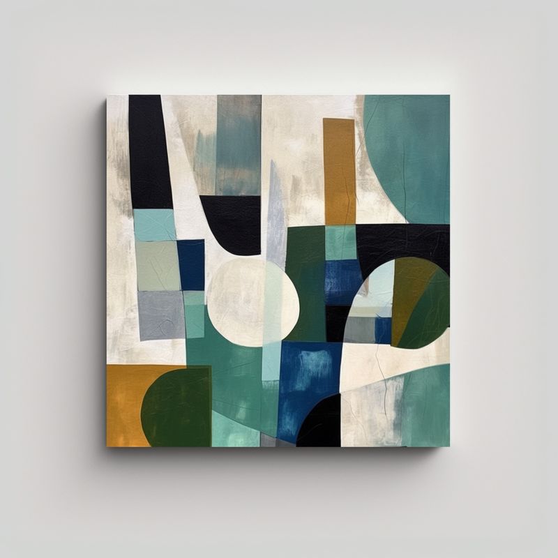 GENERICO - Cuadro Abstracto Surrealista En Tonos Verdes 70x70 Cm