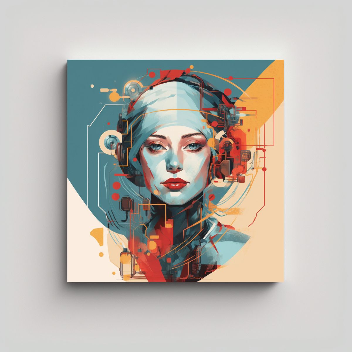 GENERICO - Cuadro Lienzo Mujer Retrato Bastidor Moderno 70x70 Cm