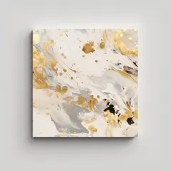 GENERICO - Pintura Abstracta En Crema Y Blanco Con Detalles 70x70 Cm