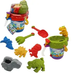 SPACEZAT - Balde Arena con Palas y Moldes Dinosaurios Juguetes de Playa