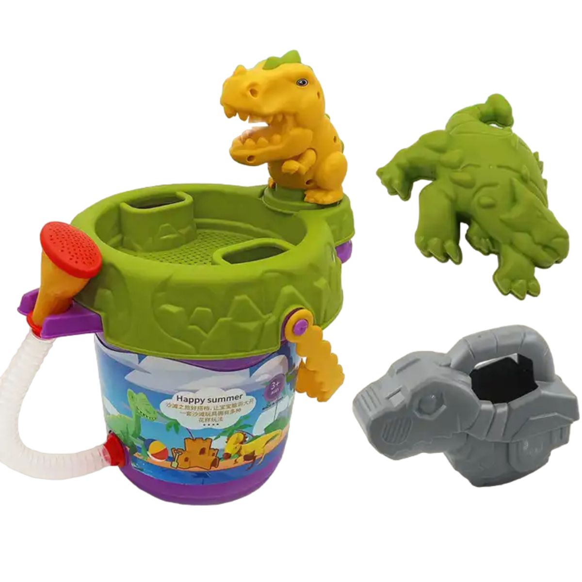 SPACEZAT - Balde Arena con Palas y Moldes Dinosaurios Juguetes de Playa