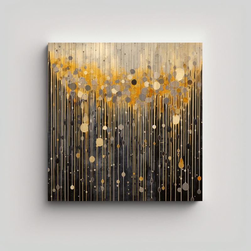 GENERICO - Pintura Abstracta En Lienzo Dorado Y Gris Estilo 80x80 Cm