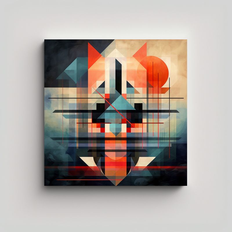 GENERICO - Pintura Geométrica Abstracta Dormitorio Vintage 60x60 Cm