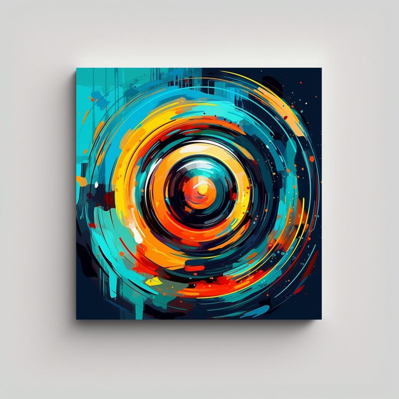 GENERICO - Pintura Abstracta Intensa Con Motivo Musical 50x50 Cm