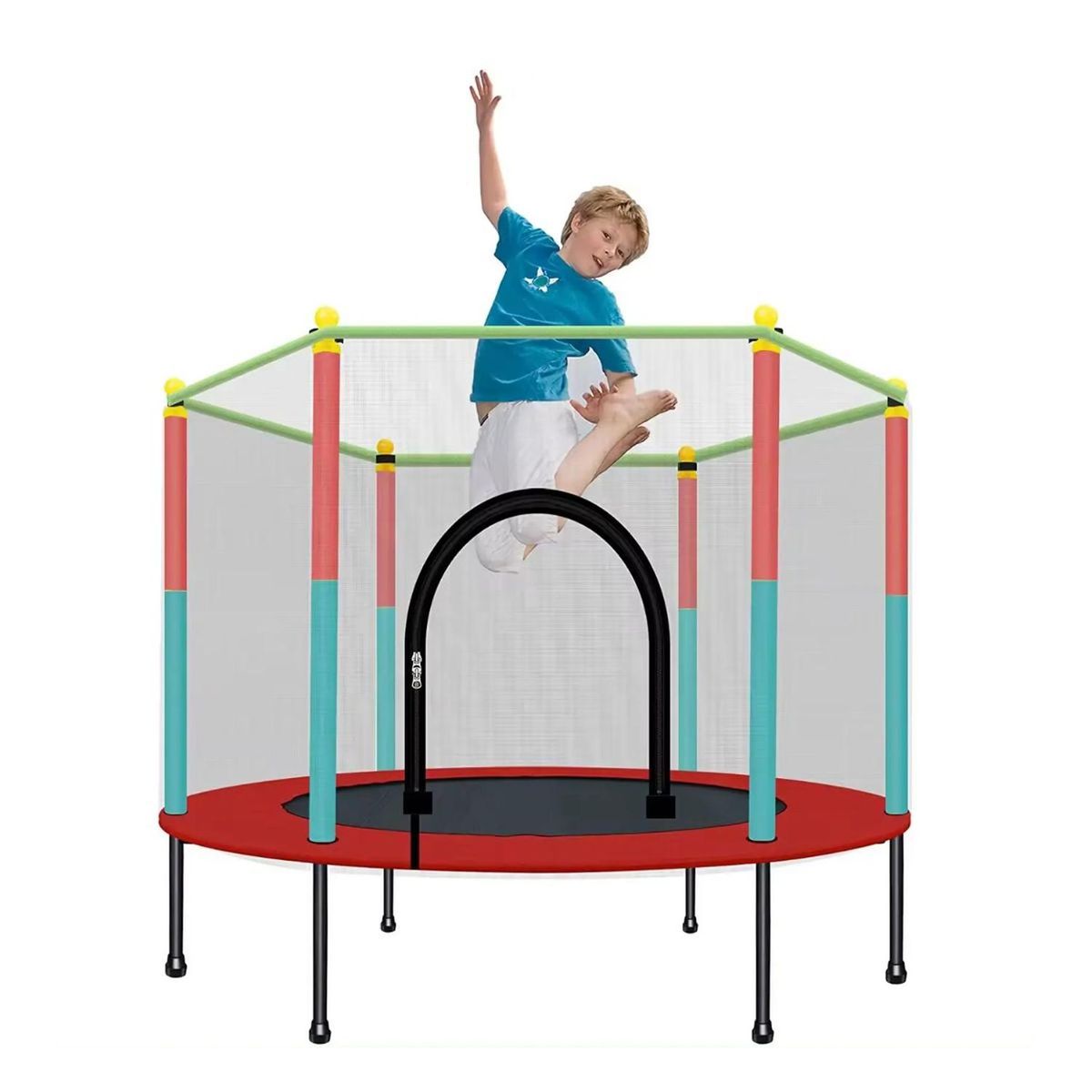 ELEONOR - Mini Trampolín Cama Elástica con Malla Niños 140cm - Azul