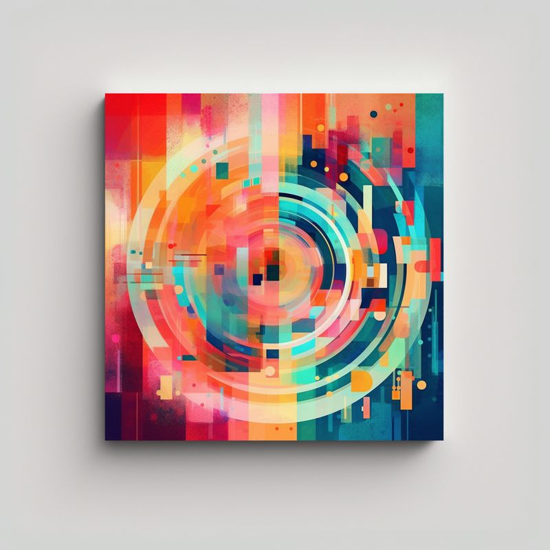 GENERICO - Cuadro Abstracto Colorido Forma Grande 60x60 Cm
