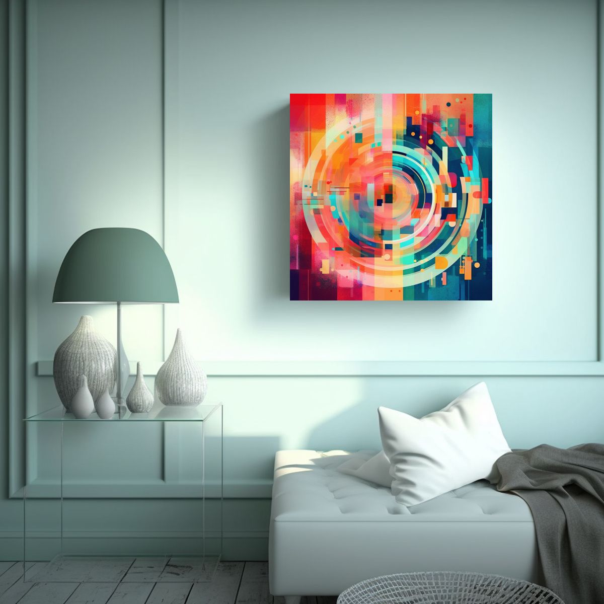 GENERICO - Cuadro Abstracto Colorido Forma Grande 50x50 Cm