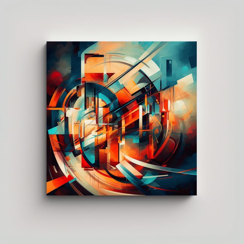 GENERICO - Cuadro Impreso Relieve Arte Abstracto Futurismo 50x50 Cm
