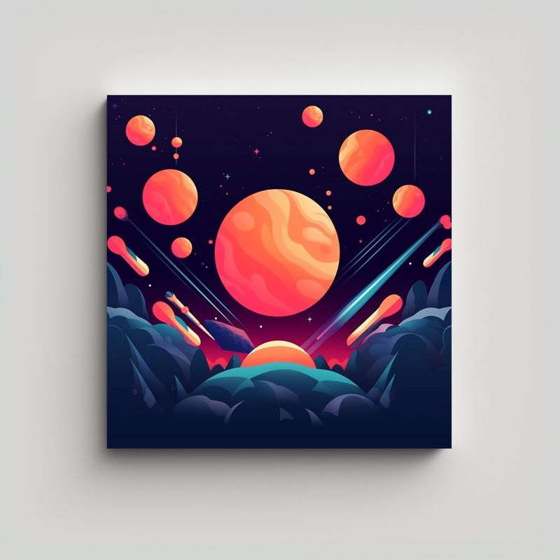 GENERICO - Pintura Decorativa Moderna Con Fondo Espacial 70x70 Cm