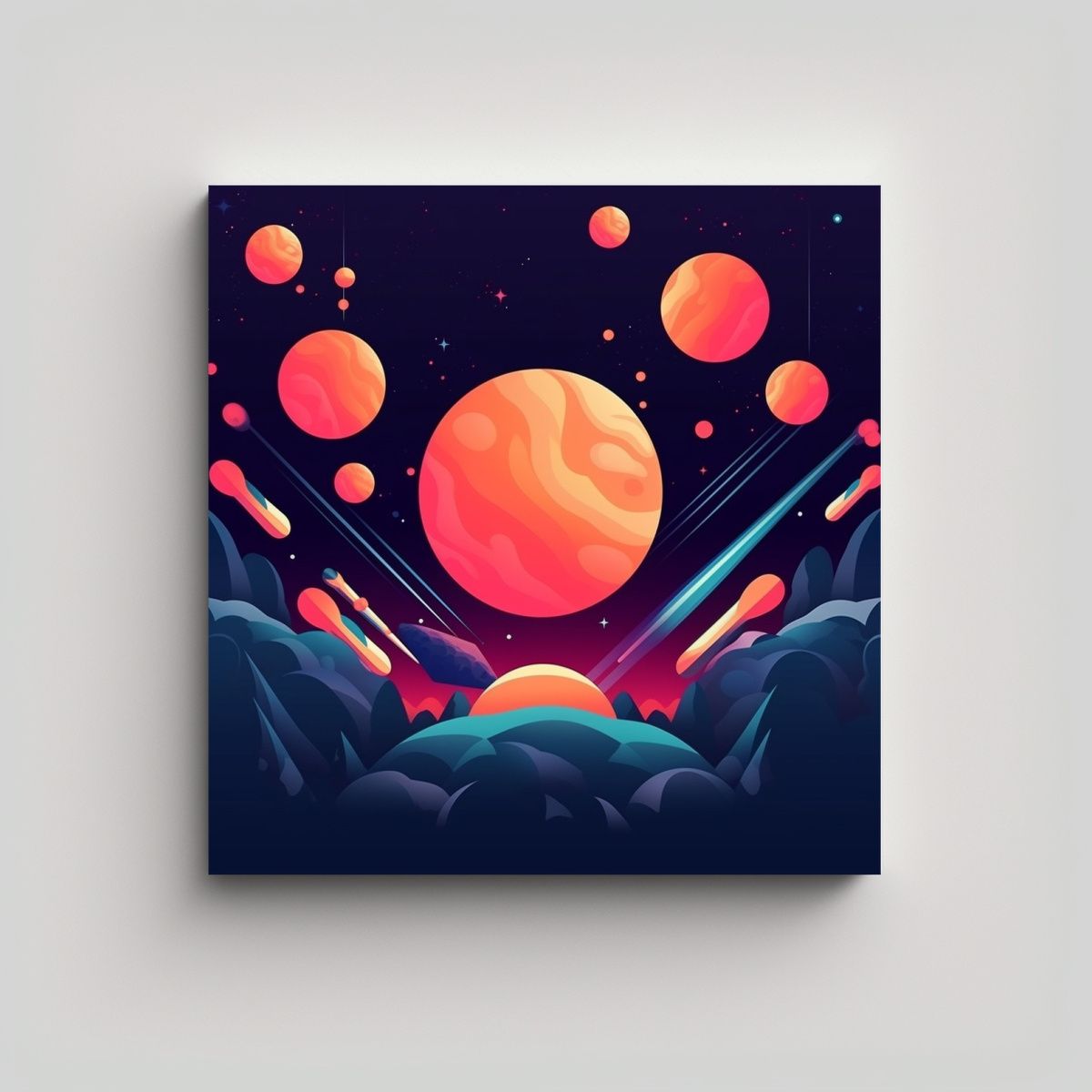 GENERICO - Pintura Decorativa Moderna Con Fondo Espacial 80x80 Cm