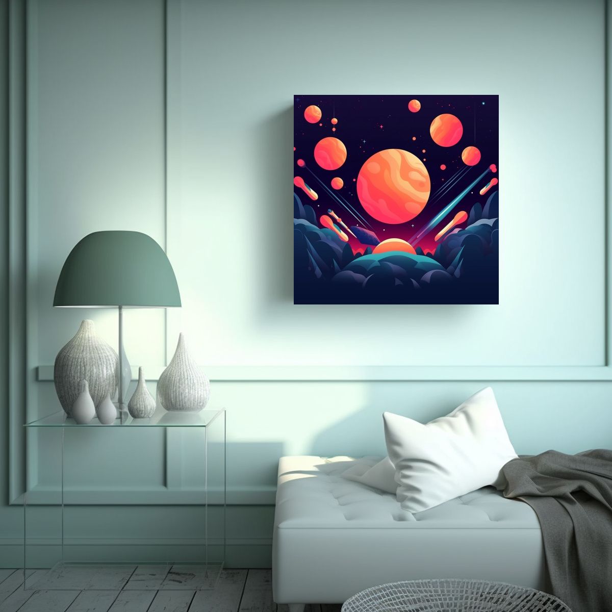 GENERICO - Pintura Decorativa Moderna Con Fondo Espacial 80x80 Cm