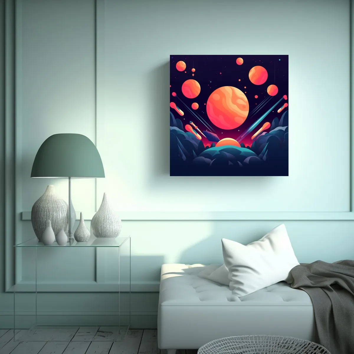 GENERICO - Pintura Decorativa Moderna Con Fondo Espacial 50x50 Cm