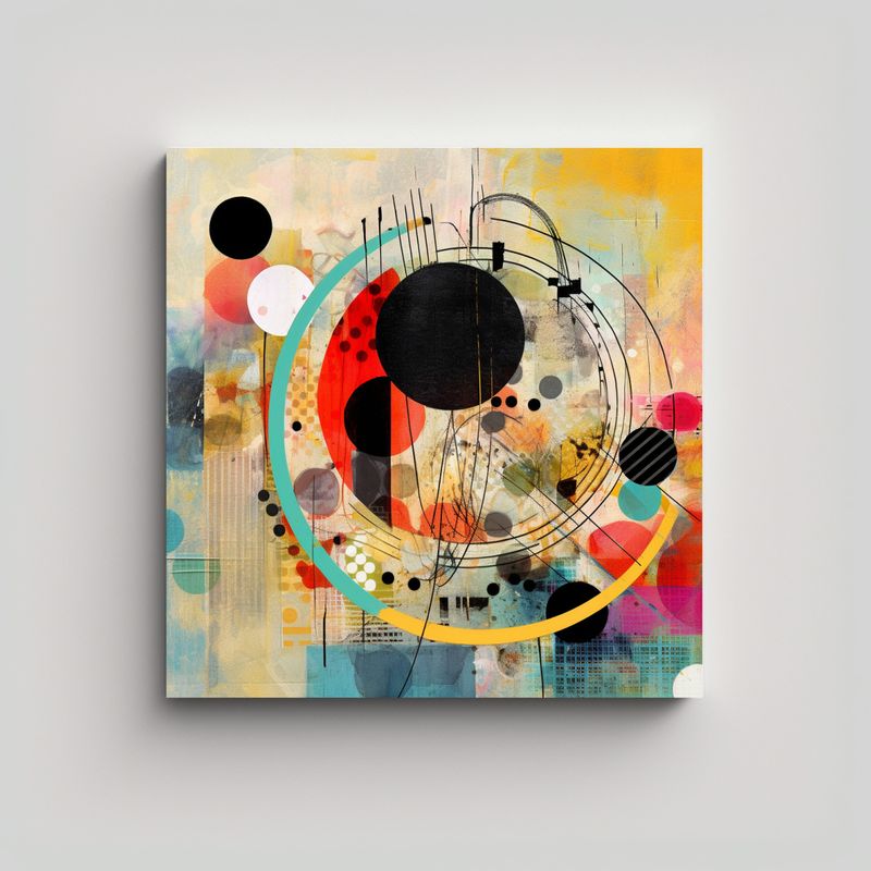 GENERICO - Pintura Abstracta Moderna Con Fondos De Arco Iris 80x80 Cm