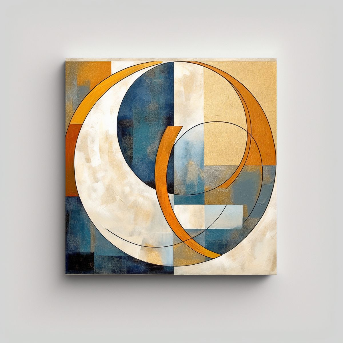 GENERICO - Cuadro Abstracto Resistente Circulos Curvas 50x50 Cm.