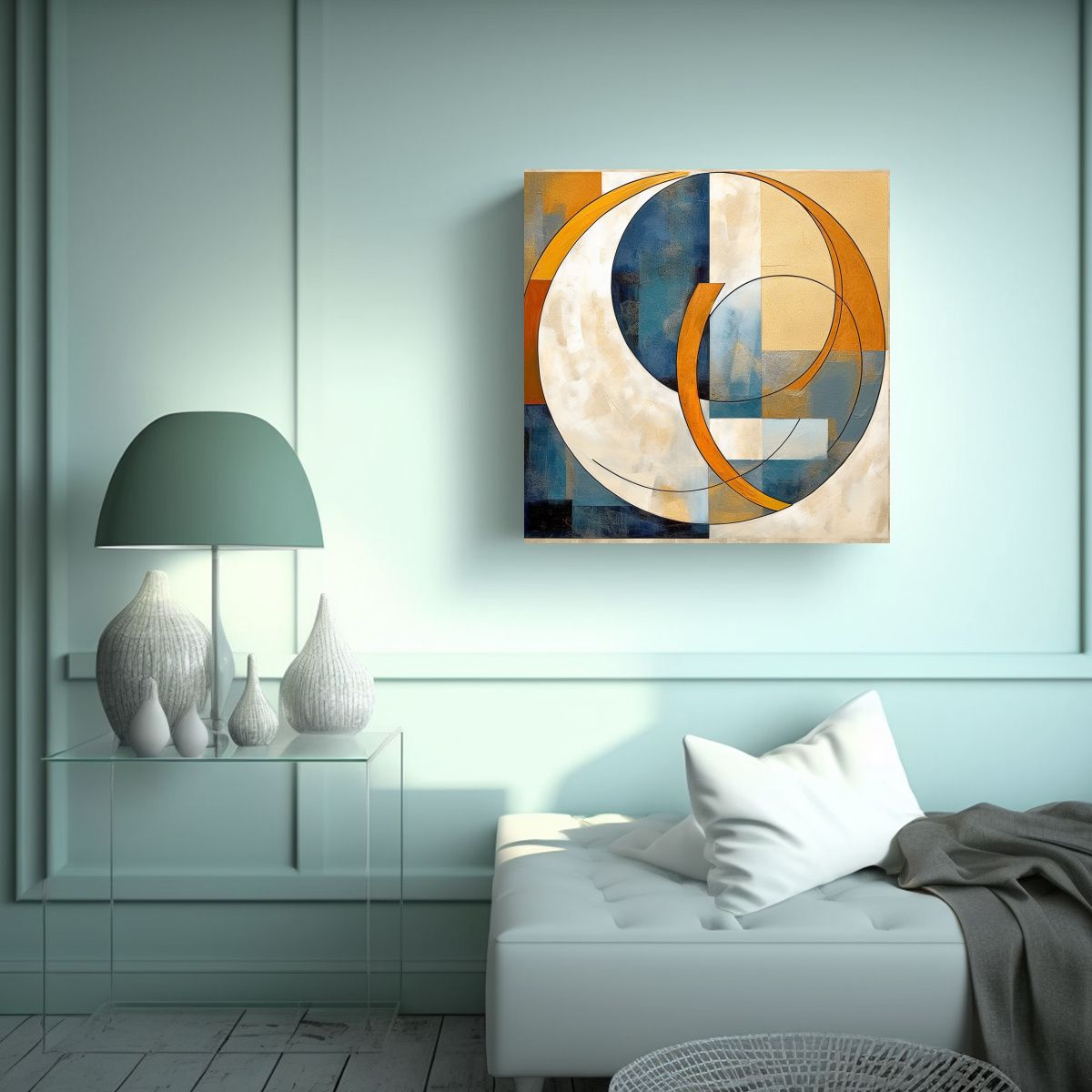 GENERICO - Cuadro Abstracto Resistente Circulos Curvas 50x50 Cm.
