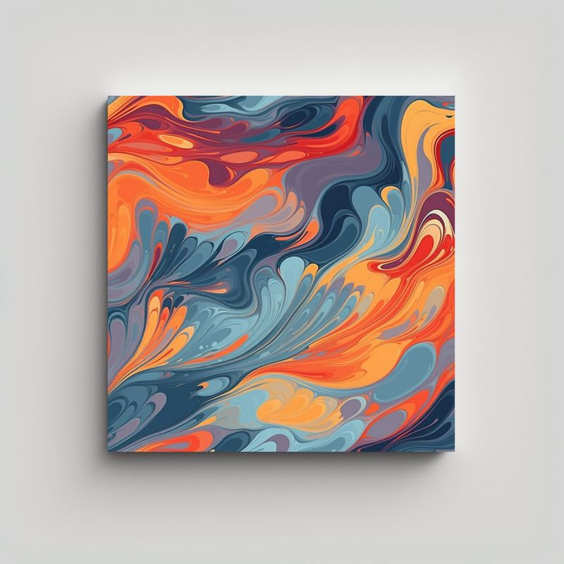 GENERICO - Cuadro Abstracto Fluidart Para Decoración De 60x60 Cm
