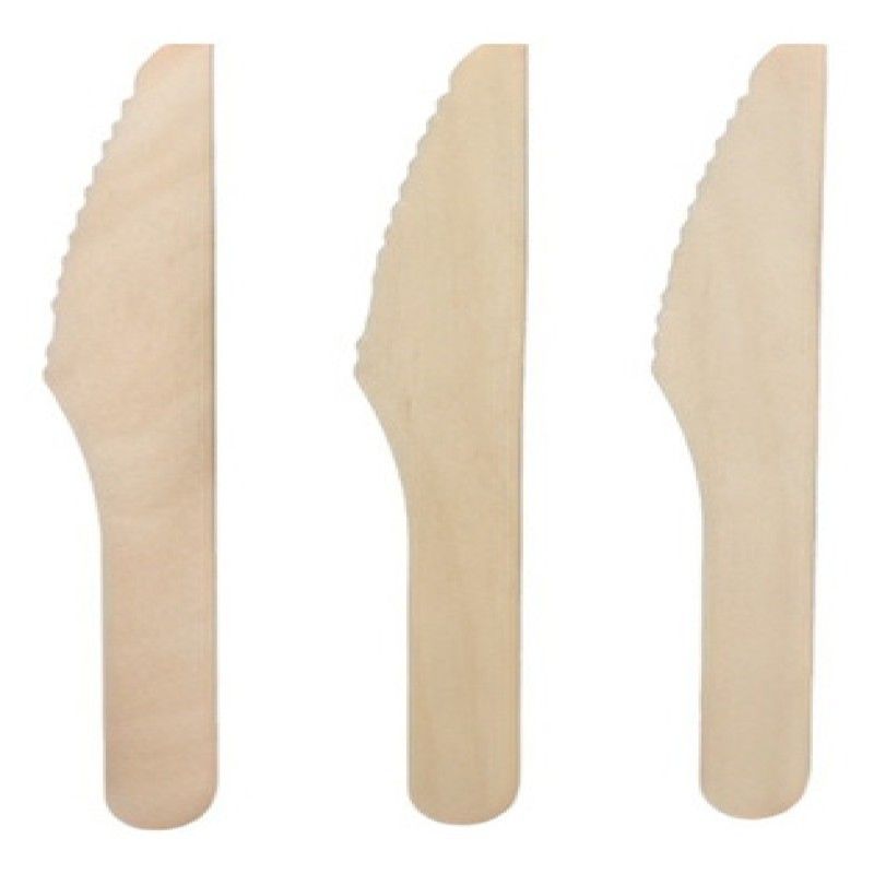 GENERICO - Cuchillos de madera desechables ecológicos x100 unidades
