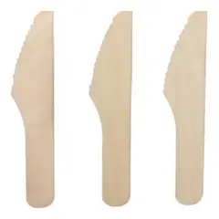 GENERICO - Cuchillos de madera desechables ecológicos x100 unidades