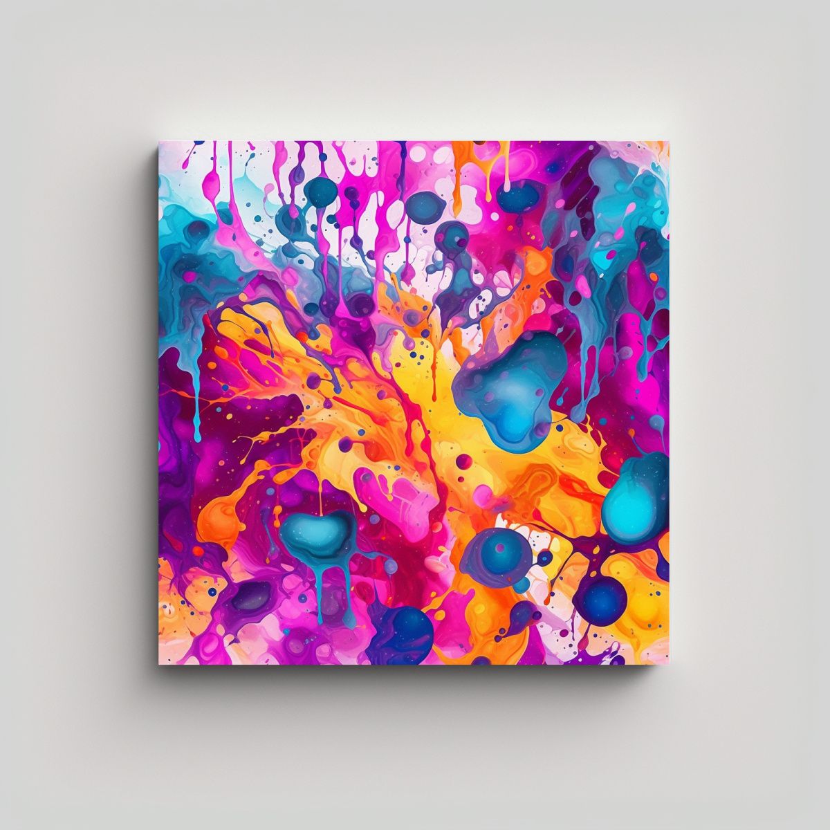 GENERICO - Cuadros Conceptuales Pintados Con Salpicaduras 90x90 Cm