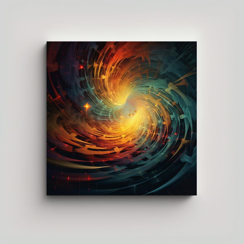 GENERICO - Cuadro Abstracto De Tela Vintage Con Formación 80x80 Cm