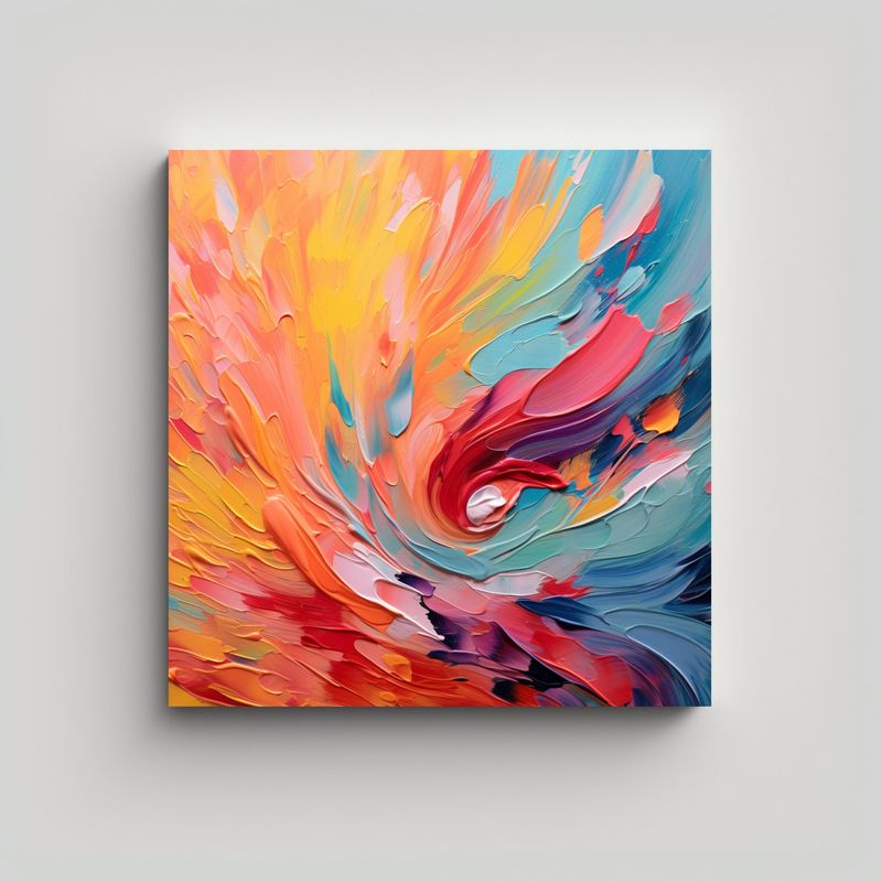GENERICO - Cuadro Abstracto De Fondo Colorido Para 90x90 Cm