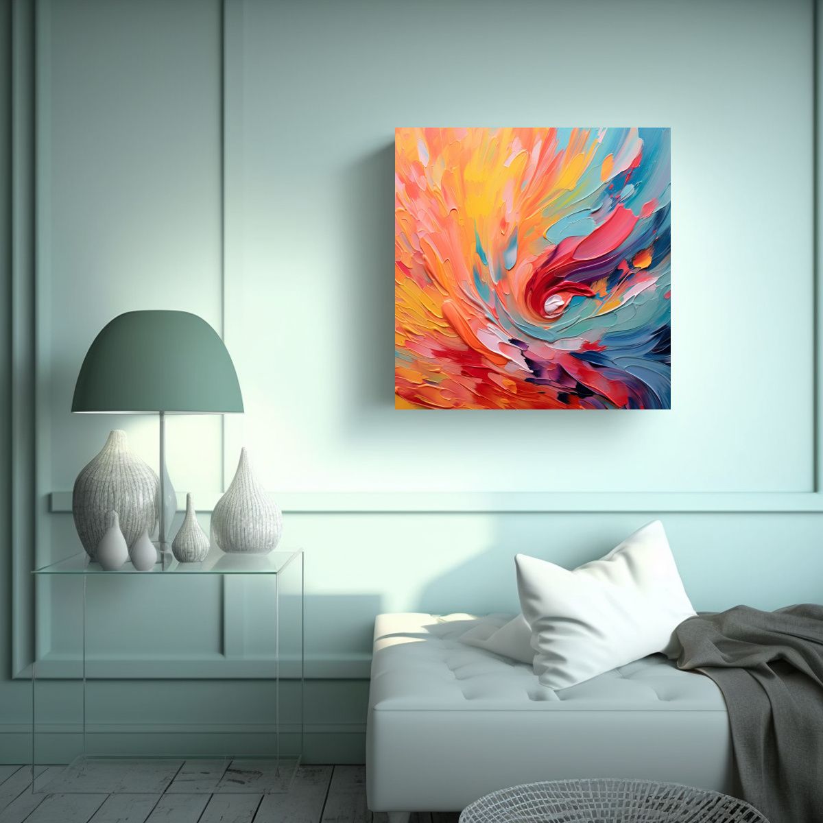 GENERICO - Cuadro Abstracto De Fondo Colorido Para 50x50 Cm