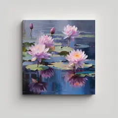GENERICO - Pintura Decorativa De Flores De Loto En Un 90x90 Cm.