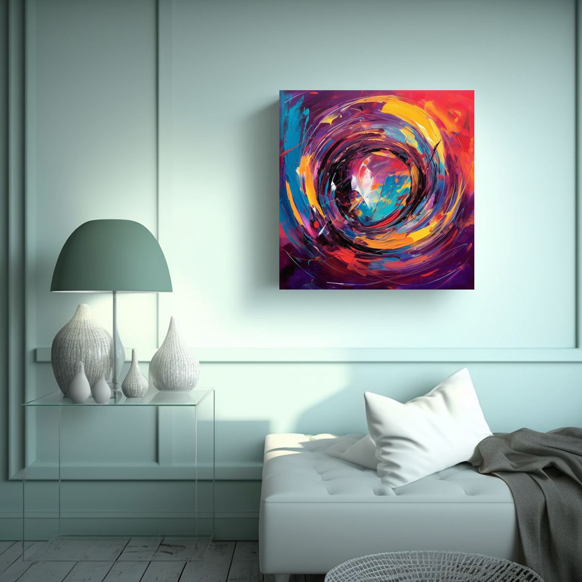 GENERICO - Pintura Abstracta Moderna Con Pinceladas Audaces 80x80 Cm