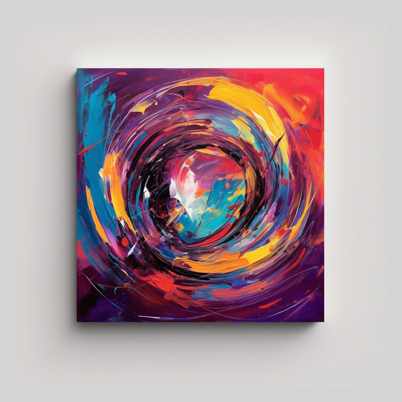 GENERICO - Pintura Abstracta Moderna Con Pinceladas Audaces 50x50 Cm