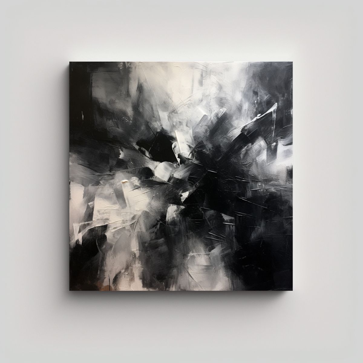 GENERICO - Pintura Abstracta De Carbón En Tela Con Fondo 60x60 Cm