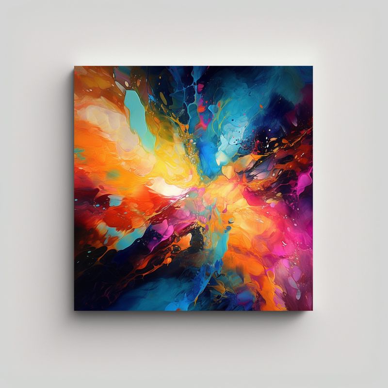 GENERICO - Pintura Abstracta Con Colores Intensos Y Luz 80x80 Cm