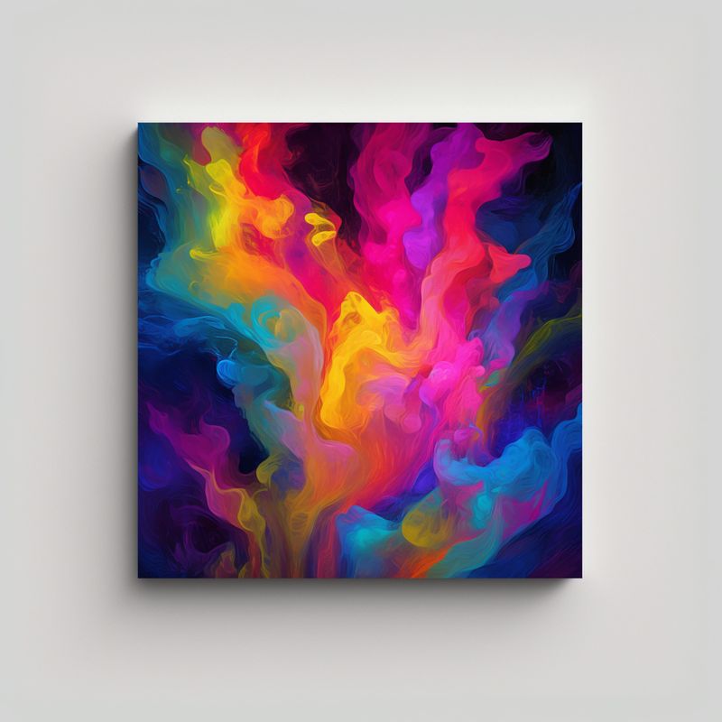GENERICO - Cuadro Surrealista Abstracto De Niebla De Neón 50x50 Cm