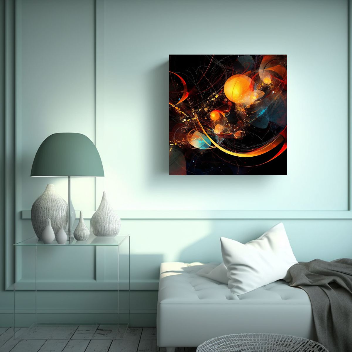GENERICO - Lienzo Cuadro Alegre Diseño Abstracto Galaxy23 80x80 Cm