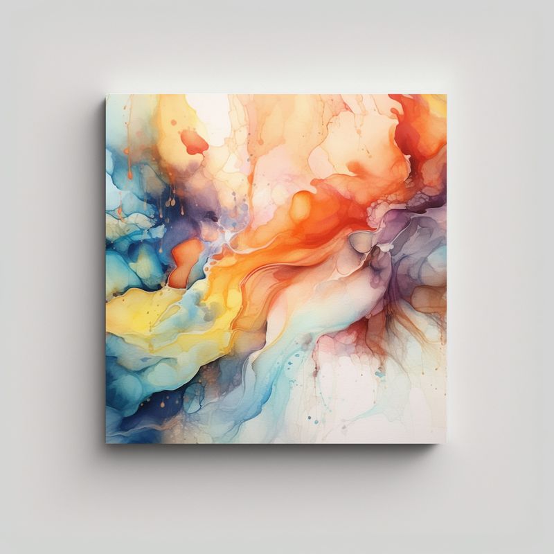 GENERICO - Cuadros Movimiento Temática Abstracta Acuarelas 70x70 Cm
