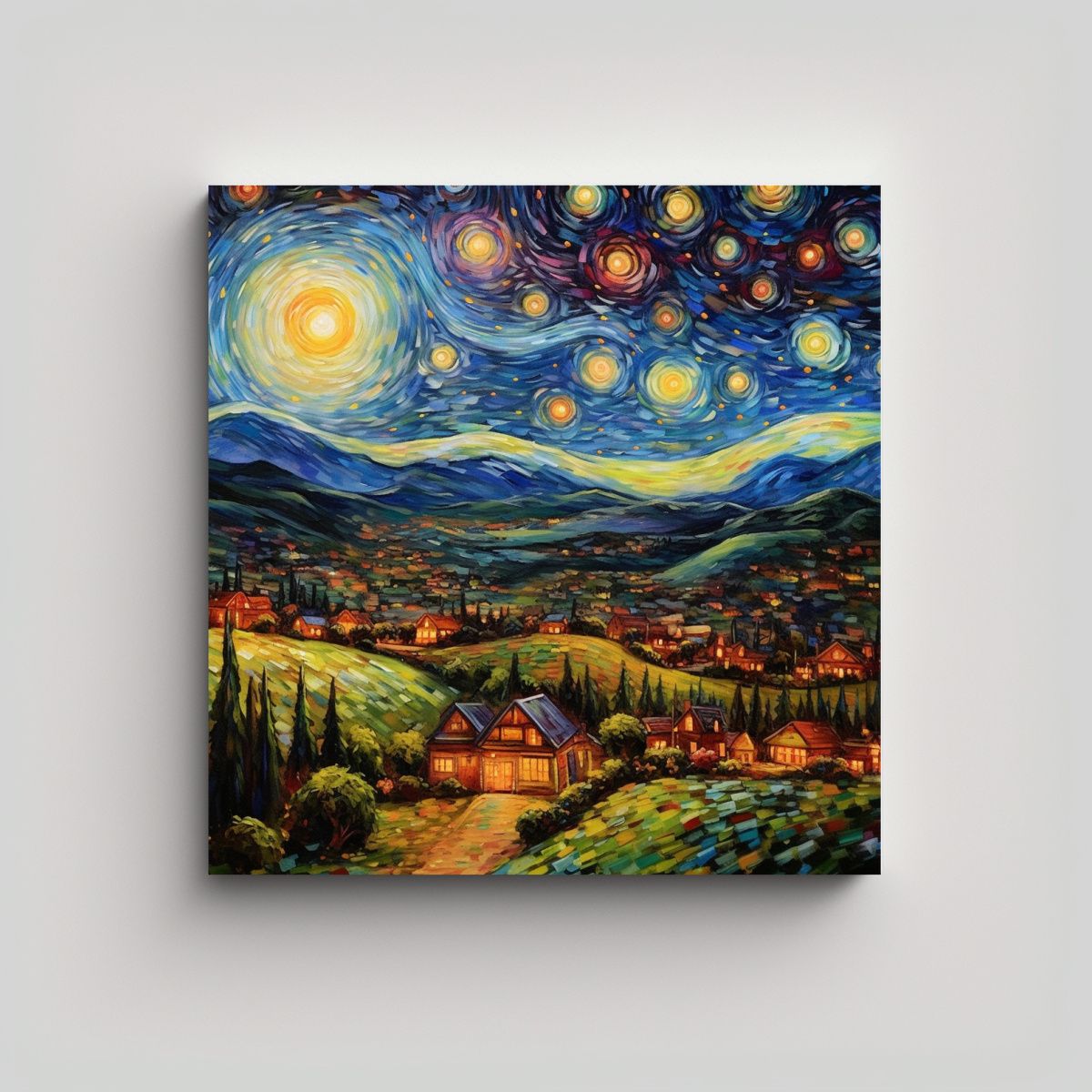 GENERICO - Cuadro Abstracto Van Gogh Estrella Nocturna: 70x70 Cm