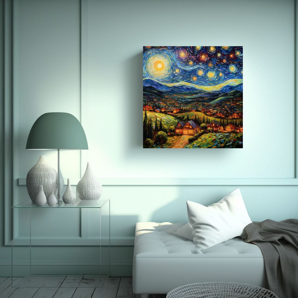 GENERICO - Cuadro Abstracto Van Gogh Estrella Nocturna: 70x70 Cm