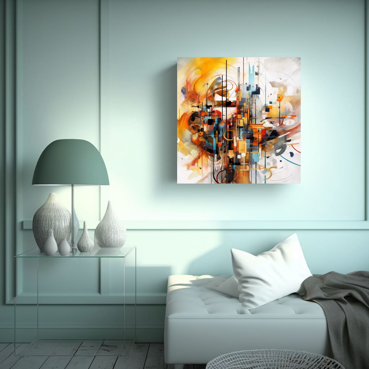 GENERICO - Pinturas Abstractas Modernas De IA En Lienzo 80x80 Cm