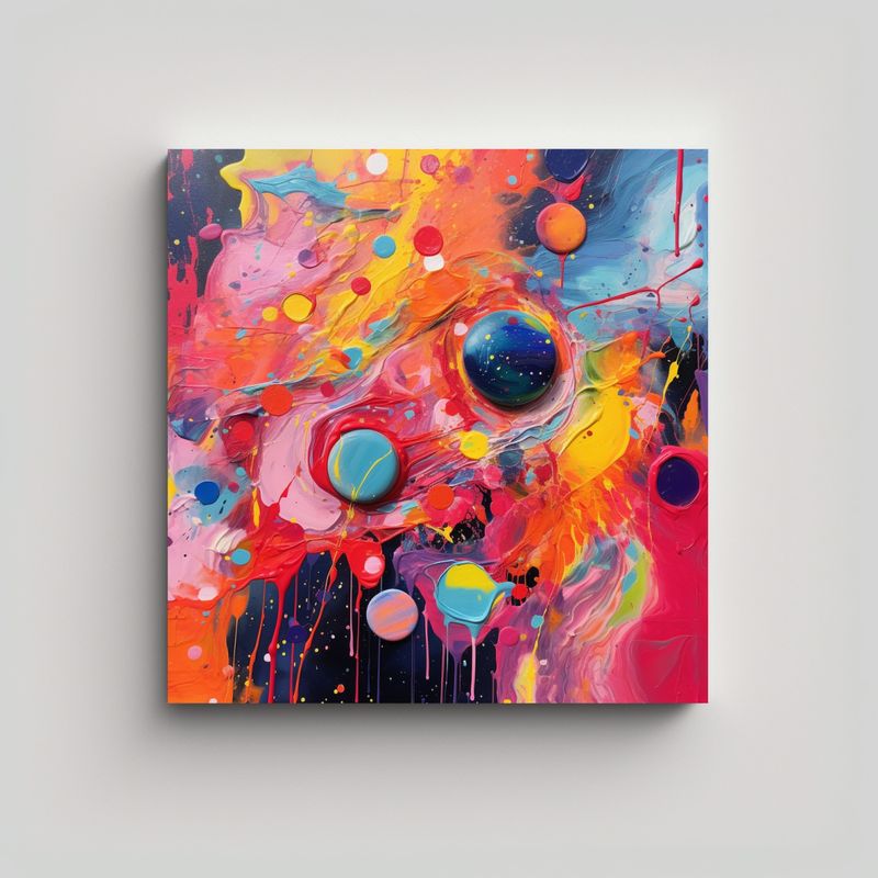GENERICO - Feliz Pintura Acrílica Brillante En Lienzo 80x80 Cm