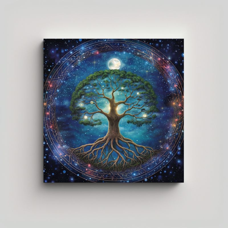 GENERICO - Cuadro Concepto Mágico Árbol De Los Nueve 70x70 Cm