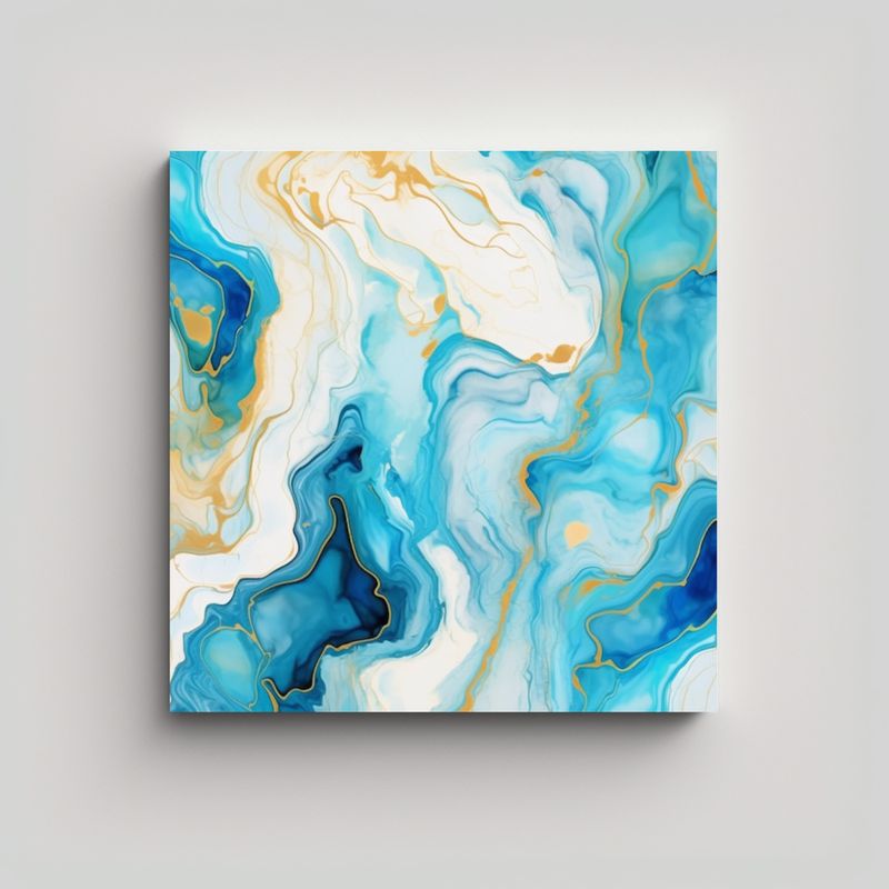 GENERICO - Cuadro Abstracto En Turquesa Alegre Para 90x90 Cm