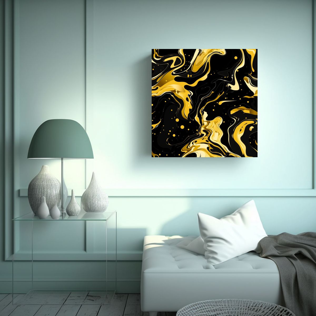 GENERICO - Pintura Decorativa De Pared Patrón Fluido Dorado 70x70 Cm