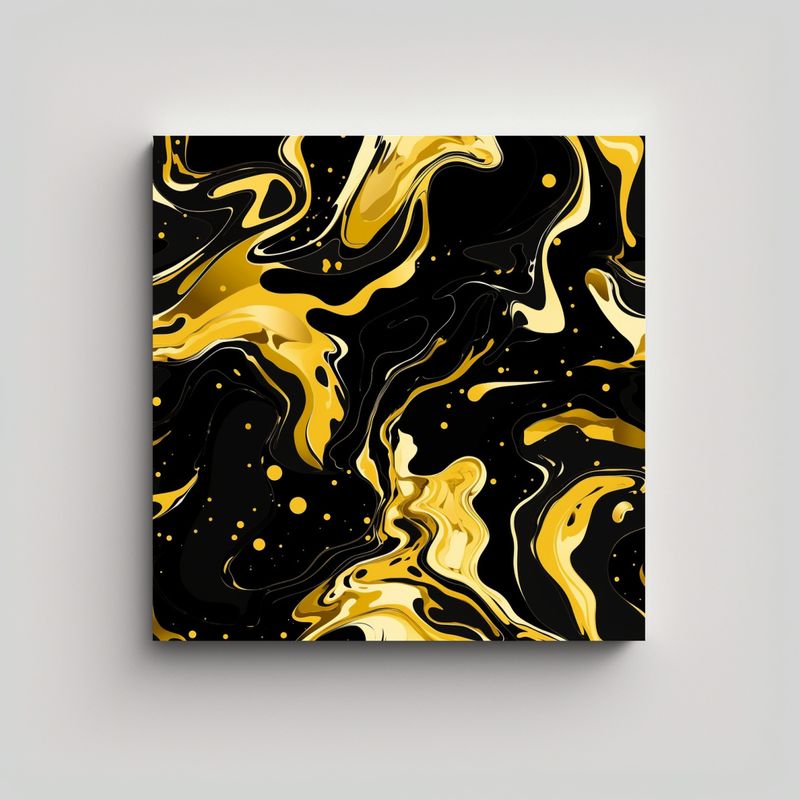 GENERICO - Pintura Decorativa De Pared Patrón Fluido Dorado 50x50 Cm