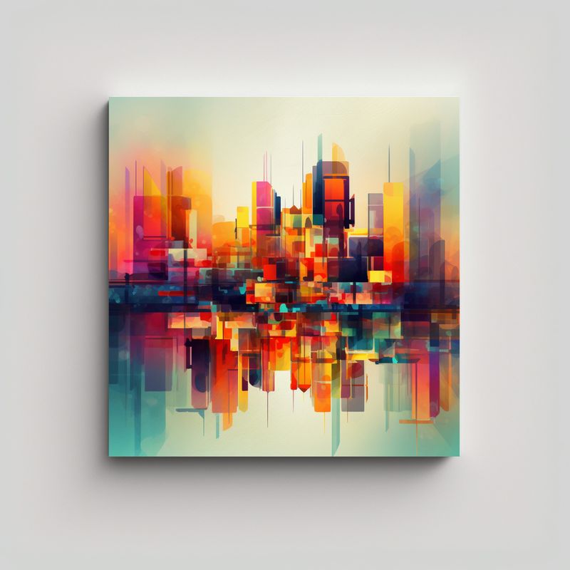 GENERICO - Pintura Decorativa Abstracta Moderna De Ciudad 60x60 Cm