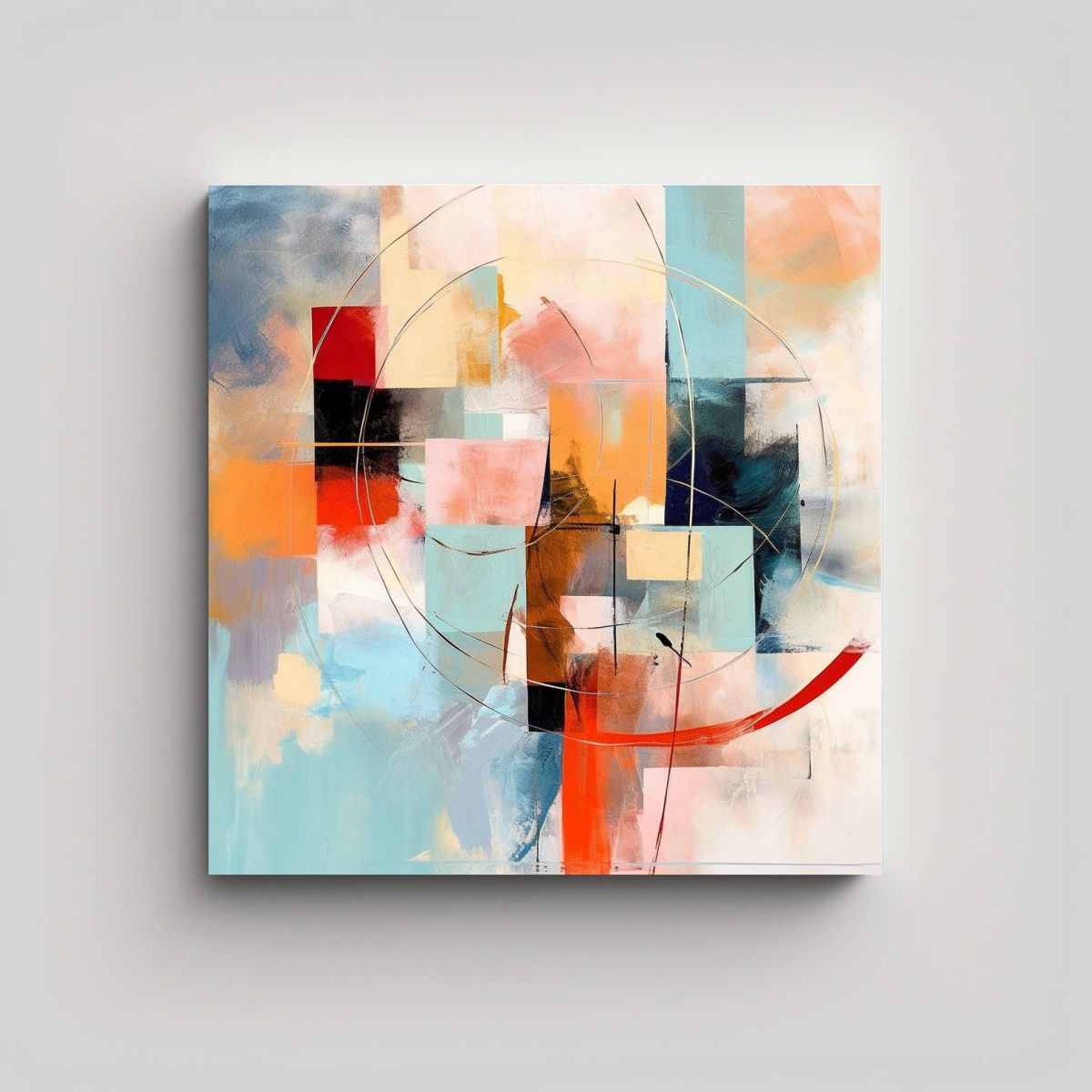 GENERICO - Pintura Abstracta Moderna Colores Lienzo 90x90 Cm